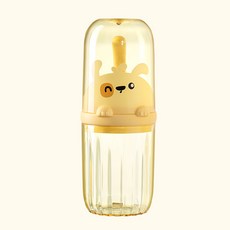 안심PP 손잡이 귀여운 곰돌이 강아지 휴대용 칫솔통 양치컵 멀티홀더 칫솔꽂이 치약 여행용 유치원 어린이집, 1개, 강아지옐로우