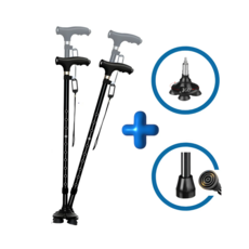 엘이레 초경량 LED 노인지팡이 어르신 미끄럼방지 안전손잡이 효도선물 길이조절, 블랙, 1개