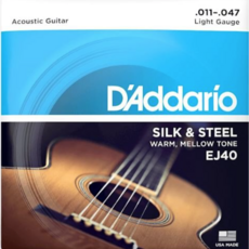 D'Addario 民謠吉他弦 EJ40 11-47 絲弦 音色溫暖柔和 手感舒適 適合各種音樂風格, 詳見包裝, 1套