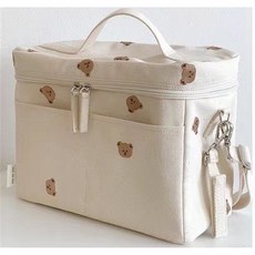 DFMEI 兒童小熊保溫包嬰兒寶寶推車收納包媽咪包便攜包包, 多熊媽咪包白色送嬰兒車掛鉤