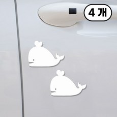 가치 자동차 문콕방지 스펀지 도어가드 고래, 화이트, 4개