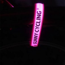 騎行多用途綁帶 發光束腳綁帶 自行車公路車山地車 夜跑反光腳環 夜騎反光手環, 原創設計充電款粉色 1條 送充電線, 1個