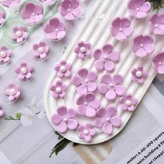 퍼플 플라워 초콜릿 연보라 꽃 모양 식용 초콜릿 케이크 디저트 데코 장식 80개입, 옵션 07