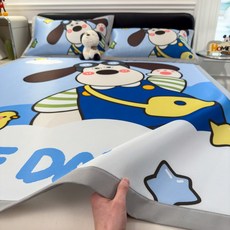 Winsome 卡通印花冰絲涼蓆 兒童房可愛床墊, 甜甜貓,90X200cm涼蓆平鋪款+枕套單隻