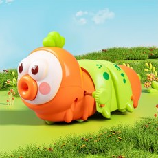 台灣現貨 發條毛毛蟲 伸縮毛蟲 嘟嘴毛毛蟲 學爬學步玩具 搖擺玩具 嬰兒玩具 兒童玩具 毛毛蟲玩具, 陽光橙, 1個