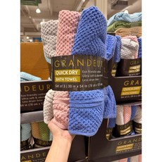 Grandeur 快乾浴巾三入組 76公分 X 137公分 好市多代購 速乾吸水 柔軟親膚, 1個, 粉+灰+深藍(3件入)