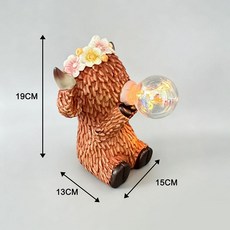 高地牛太陽能燈 樹脂花園裝飾擺件, 高地牛吹泡泡小号