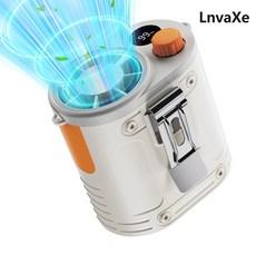 LnvaXe휴대용 허리 선풍기 몸풍기 사무용 야외용 캠핑용 199단 풍속 무단 조절 LED 액정 디스플레이, 화이트, W1