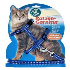 고양이 하네스 세트야광 블루 애견가슴줄 가벼운하네스 애완견하네스