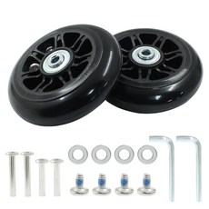 Zorveiio 2팩 84mm x 24mm 슈트케이스 교체 휠 Lnline 스케이트 여행 가방 캐스터 고무 바퀴 수하물 바퀴 액세서리 포함 블랙 173857