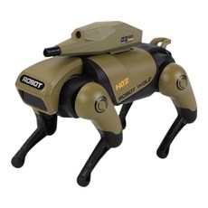 4족 보행 RC 로봇 늑대 개틀링 포탑 무선 조종 작동 완구, 1개, 카키