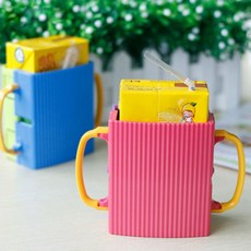 팩 음료 미니손잡이 컵홀더 팩 우유 두유 주스 케이스 ang+9813XF, 블루 1P