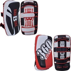 가벼운 복싱 팔 패드 킥 쉴드 | 정품 가죽 타이 패드 | MMA 무에타이 커브 패드 | 무술 훈련 패드 복싱 타격 패드 (싱글), 1 Black/Red 360 (100% Genuine