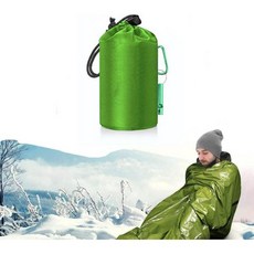 캠핑 하이킹 야외 모험을 위한 휴대용 드로스트링 백이 포함된 긴급 생존 침낭 경량 방수 보온 담요 비비 백 그린