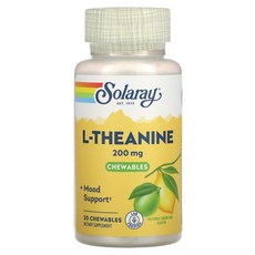 쏠라레이 l-테아닌 천연 레몬 라임 200mg 30 츄어블, 3개, 30정
