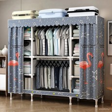 簡易衣櫃堅固耐用出租房家用臥室鋼管加粗加固疊衣服, 小鹿,長85cm-四格-25mm鋼管