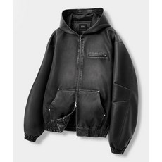 디미트리 블랙 DIMITRI BLACK 2WAY VTG 워시드 PU 후드 집업_블랙 DBE7LJ01BK 338337