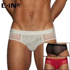 C-IN2 透視感Sheer Brief透網低腰三角內褲 CIN2裸露感透明性感男內褲, 透網黑,L