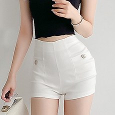 glamdivv 女款簡約高腰短褲 AE0465, 象牙