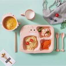 트윈은 유아 어린이 공룡 캐릭터 이유식 아기식기 식판 식기세트 6종 세트, 그린, 1세트, 볼+식판+컵+숟가락+포크+젓가락(6종1set)