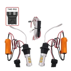 작업대 2PCS DRL 회전 신호등 PY21W P21W LED 1156 BA15S BAU15S T20 7440 W21W WY21W 2835 42SMD Canbus, 03 7440 W21W T20, 01 White Amber