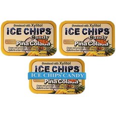 아이스 칩스 자일리톨 캔디 틴 (피나 콜라다 3개 팩) - ICE CHIPS Xylitol Candy Tins (Pina Colada 3 Pack) - Includes BAND, 1개