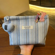 CAT&MOONSHINE 藍條紋化妝包 手拿包升級面料