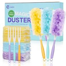 Easytime 스위퍼 더스터 먼지떨이 스타터 키트 180 손잡이 37cm + 리필 18p, Blue+Purple+ Yellow, 1세트