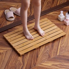 대나무 욕실 매트 미끄럼 방지 고무 포함 샤워용 욕조 바닥 실내외 스파 사우나 수영장용 자연색 255 x 17 14인치, 25.5" x 17" (직사각형), 자연