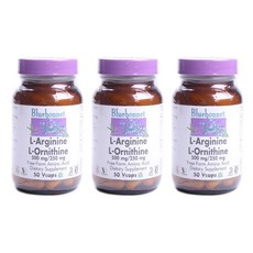 Bluebonnet 左旋精胺酸 500mg&左旋鳥胺酸 250mg植物膠囊, 50顆, 3罐