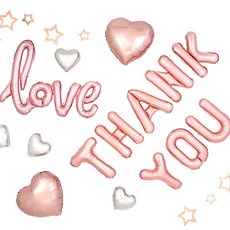 파티팡 감사파티장식 풍선세트, 러브 Thank You 로즈골드, 1세트