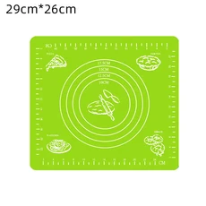 FAIS DU 재사용 가능한 붙지 않는 실리콘 베이킹 매트 측정 기능이 페이스트리 롤링 라이너 내열성 테이, 04 Green 29x26cm Mat