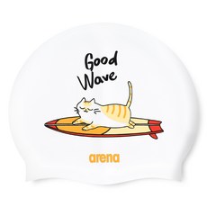 아레나 수모 A6AC1AC04 서핑냥 실리콘 수영모자, WHT, 1개