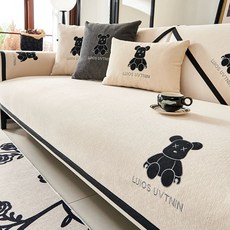 쇼파패드 카우치 인테리어 두꺼운 패브릭 소파매트, 1개, I. 피터곰-미카