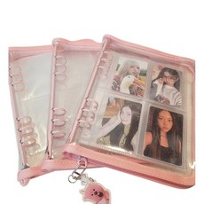 6공 포카바인더 A5 투명지퍼 핑크 4종세트, 1개, 10매