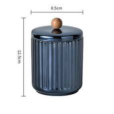 陶瓷牙線盒 牙線收納盒 牙籤罐 輕奢高檔家用陶瓷牙綫牙簽筒罐桶棉簽收納盒, 爵士藍單罐帶蓋子, 1個