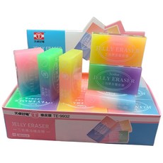寶媽角落 三色果凍橡皮擦 Q彈立體橡皮擦 萌系療癒文具禮物, 1個, 果凍色隨機