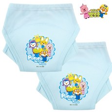 화영탈렌트 뽀로로 유아 샘방지 순면 배변 훈련 팬티 2P, 2개, 블루