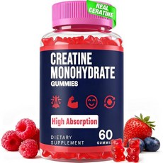 Creatine Monohydrate g ummies for Women Men 타우린 B6 츄어블 Creat, 60 Count (Pack of 1), 1