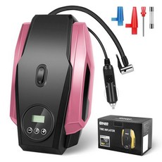 DNA MOTORING 타이어 팽창기 휴대용 공기 압축기 자동차 자전거 오토바이 공 전기 자전거 펌프용 150PSI 무선 에어 펌프 압력 게이지 LED 조명 핑크, 스탠다드 핑크
