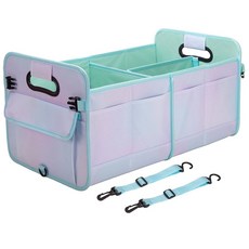 SUV 세단용 스트랩 가능한 보관함 액세서 자동차 트렁크 조절 정리함 방수 접이식 정리함, X Green, Large (70L)
