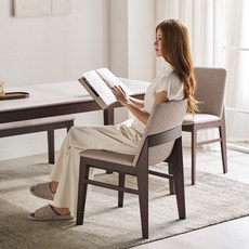 삼익가구 아벨로 원목 디자인 의자, 1개, 오트밀+월넛