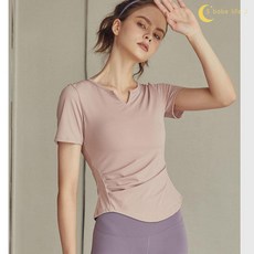 泡芙小店 網紅專業V領訓練健身瑜伽上衣 女修身顯瘦速乾運動短袖T恤