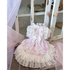 AW Weiwei Pet 條紋蝴蝶結少女紗裙 寵物洋裝 網紗裙 寵物公主服飾, 1個, 松枝茉,S碼（2.0公斤左右）