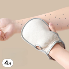 디뷰 부드러운 목욕 때밀이 장갑, 1세트, 4개입, 화이트