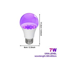 블랙 라이트 전구 7W 12W LED UV 블랙라이트 E27 AC85 265V 파티 유령의 집 형광 분위기 395nm 자외선 램프, [01] 7W, 1개