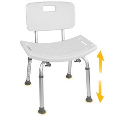 FSA/HSA 자격 분 도구 없는 조립 조절식 샤워 의자 스파 욕조 시트 벤치 탈착식 등받이 포함, Shower Chair, 1개