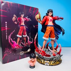 流櫻魯夫雙頭雕可發光GK雕像，航海王魯夫公仔，流櫻武裝色霸氣，海賊王GK模型, 1個