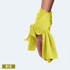 運動冷感毛巾 戶外速乾冰涼巾 跑步健身擦汗毛巾, 果綠(OPP),30×80±2, 1個