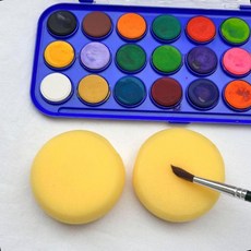 둥근형 미술스펀지 물감작업 원형도구 공예흡수 회화질감 표현물감, 1g, 1ml